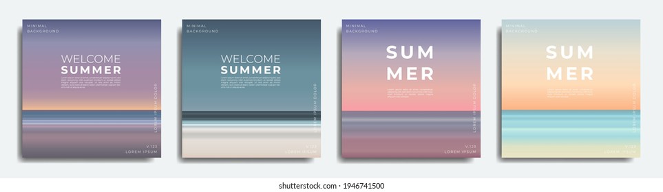 Summer beach background set, gradient with summer colors, nature, beach, sunset and sunrise.