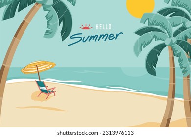 Sommer-Strandhintergrund mit Platz für Text, Vektordesign 