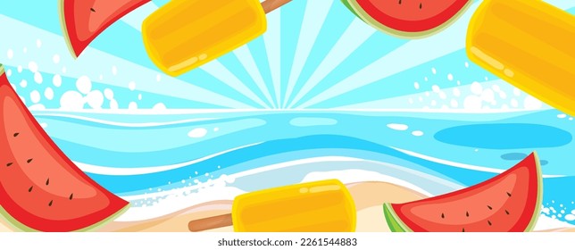 Summer beach background template illustration