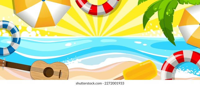 Summer beach background template illustration