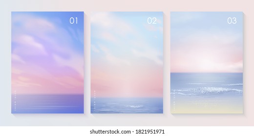 Summer beach background template set 