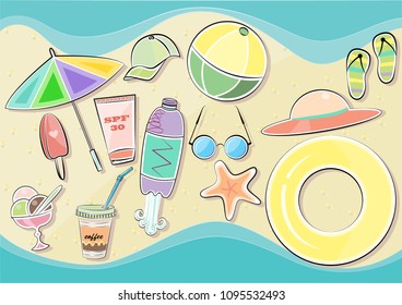 Summer beach background, vector illustration.