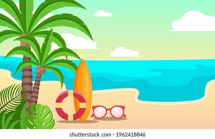Ilustración del vector de fondo de la playa de verano 