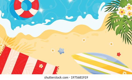 Summer beach background. Vector illustration 