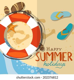 Summer Beach Background. Vector Illustration. Eps 10
