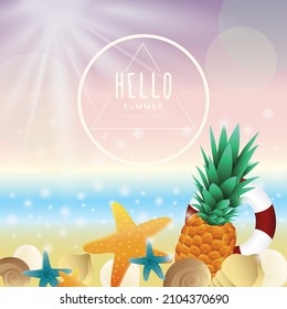 Sommer-Strandhintergrund. Vektorgrafik
