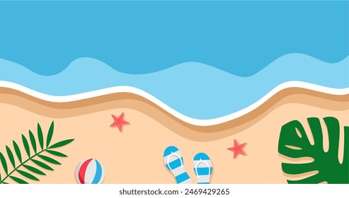 Summer beach background. Vector illustration in flat design style. file EPS