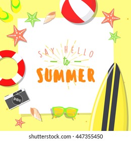 Summer beach background vector illustration