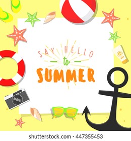 Summer beach background vector illustration