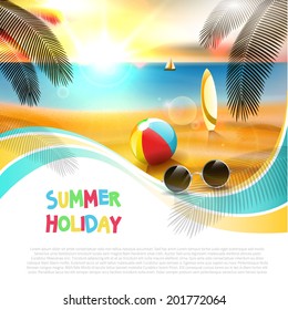 Summer beach background - vector with place for text