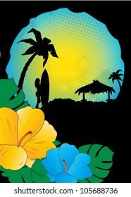 summer beach  background,tropical vector advertising