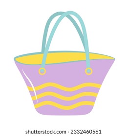 Bolsa de playa de verano. Ilustración plana de dibujos animados aislada sobre fondo blanco.