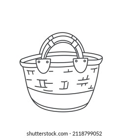 Summer beach bag outline icon. Simple linear sketch vector illustration