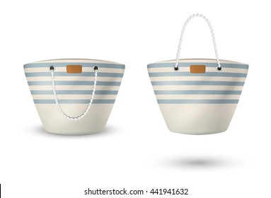 Summer beach bags. Striped style. Isolated vector design.