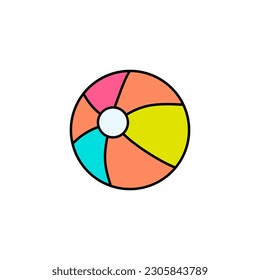 Summer beach ball color fill icon, vector illustration in trendy style. Editable graphic resources for many purposes.