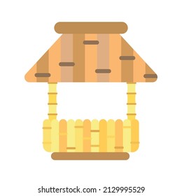 Summer beach bar hut tiki cartoon illustration. Flat icon. Clipart  Vector sign for mobile app and web sites. 