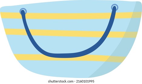 Bolsa azul veraniega de playa. Accesorio para vacaciones y vacaciones en la costa. Elemento aislado único. Estilo plano. Vector.