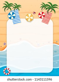 A summer beach border illustration