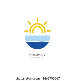 summer beach brand logo design template