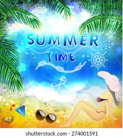 summer beach and bright sea