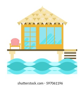 Summer beach bungalow  vector illustration