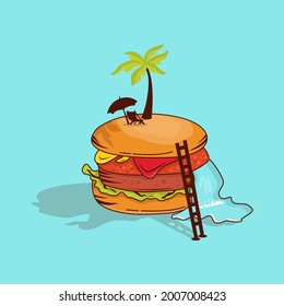 Summer beach burger logo design template. burger icon.