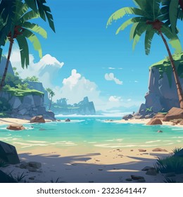 Summer beach by the sea. Abstract design. Vector graphics pattern background. Template texture for interior, packaging, wallpaper, textile, paper, interior decoration, picture.