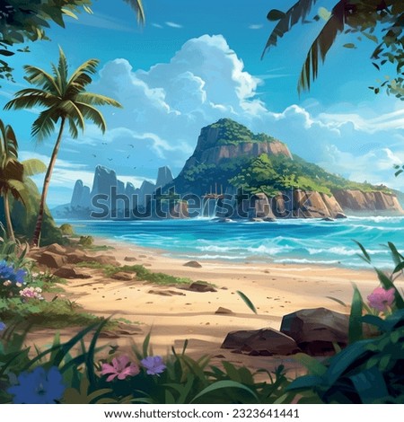 Summer beach by the sea. Abstract design. Vector graphics pattern background. Template texture for interior, packaging, wallpaper, textile, paper, interior decoration, picture.