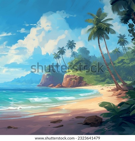Summer beach by the sea. Abstract design. Vector graphics pattern background. Template texture for interior, packaging, wallpaper, textile, paper, interior decoration, picture.