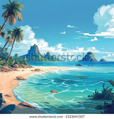 Summer beach by the sea. Abstract design. Vector graphics pattern background. Template texture for interior, packaging, wallpaper, textile, paper, interior decoration, picture.