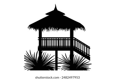 Vector Summer Beach Cabana Silhouette