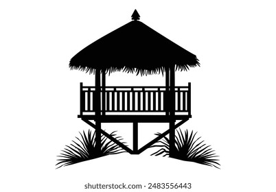 Vector Summer Beach Cabana Silhouette