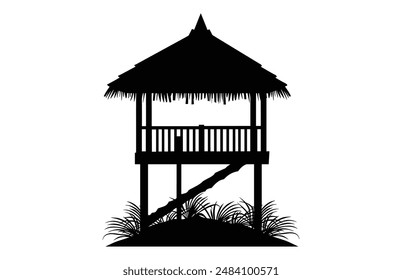 Vector Summer Beach Cabana Silhouette