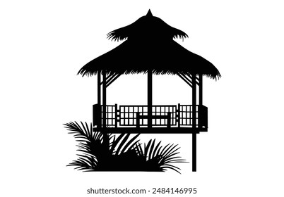 Vector Summer Beach Cabana Silhouette