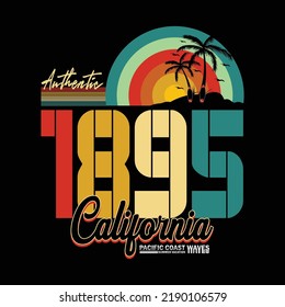 summer beach california tee lettering typography graphic design for print t shirt with palm trees,Vector illustration
