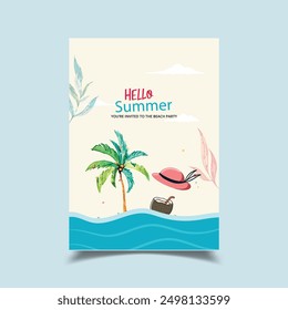 Summer Beach Camp Party Flyer Design Template