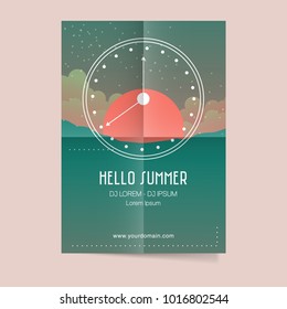 Summer beach card \ poster design. Vector illustration