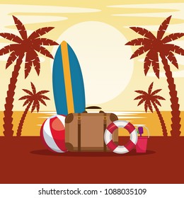 Summer and beach cartoon