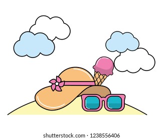 summer beach cartoon