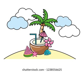 summer beach cartoon