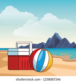 Summer and beach cartoon