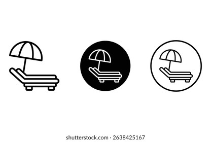 Summer beach chair and umbrella design, vector, isolated on transparent background