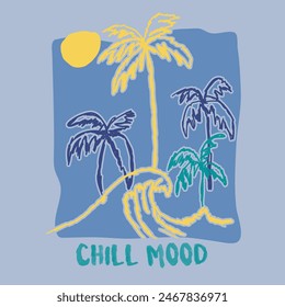 summer beach chill vibes retro vector artwork design