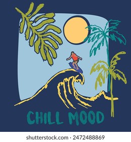 summer beach chill vibes retro vector artwork design