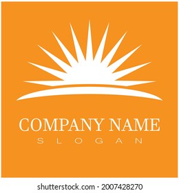summer beach coast island, sea ocean with birds and summer sun rays logo design inspiration