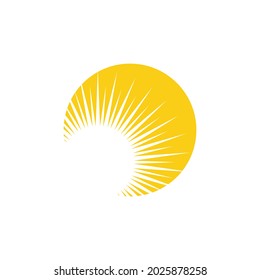 summer beach coast island, sea ocean with birds and summer sun rays logo design inspiration
