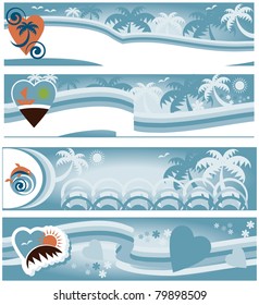 summer beach collection of travel banners