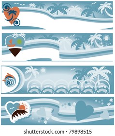 summer beach collection of travel banners
