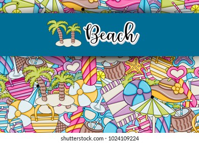 Summer and beach concept background. Vector illustration. 