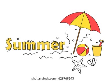 Summer beach concept fun doodles banner